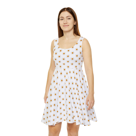White Sunny Floral Skater Dress, Boho Summer Dress, Casual Dress for Women, Perfect for Beach Days, Festivals, Brunch, Spring Fashion