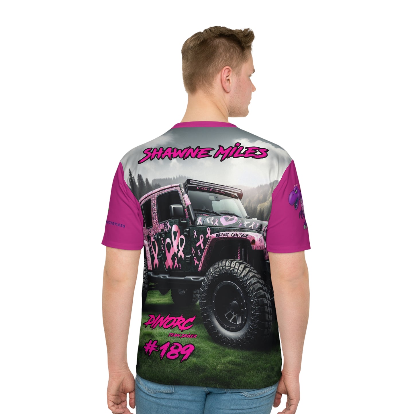 Pink DinoRC Breast Cancer Awareness Team Driver Loose T-shirt (AOP)