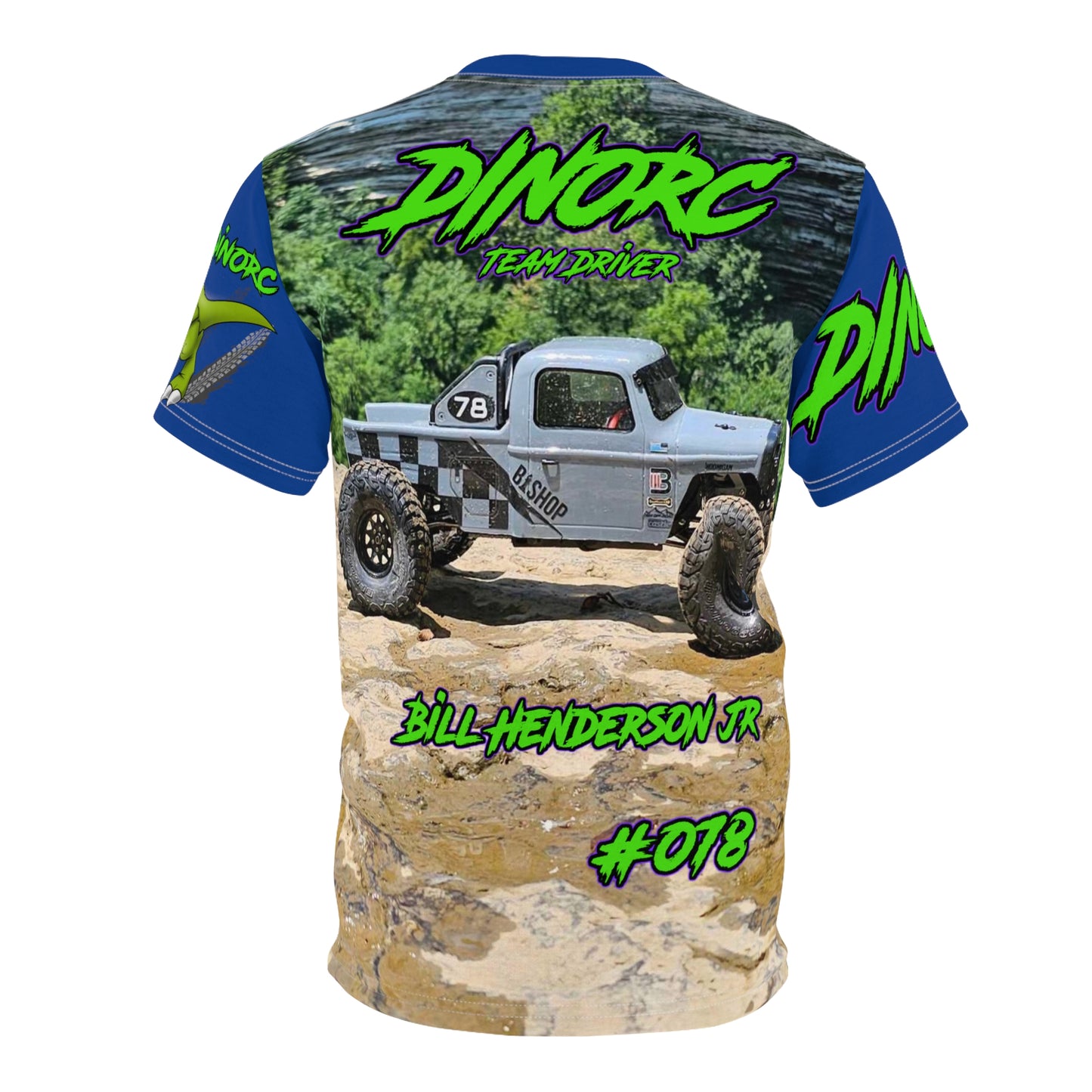 Bill Henderson JR DinoRC Team Driver T Shirt Blue Sleeves
