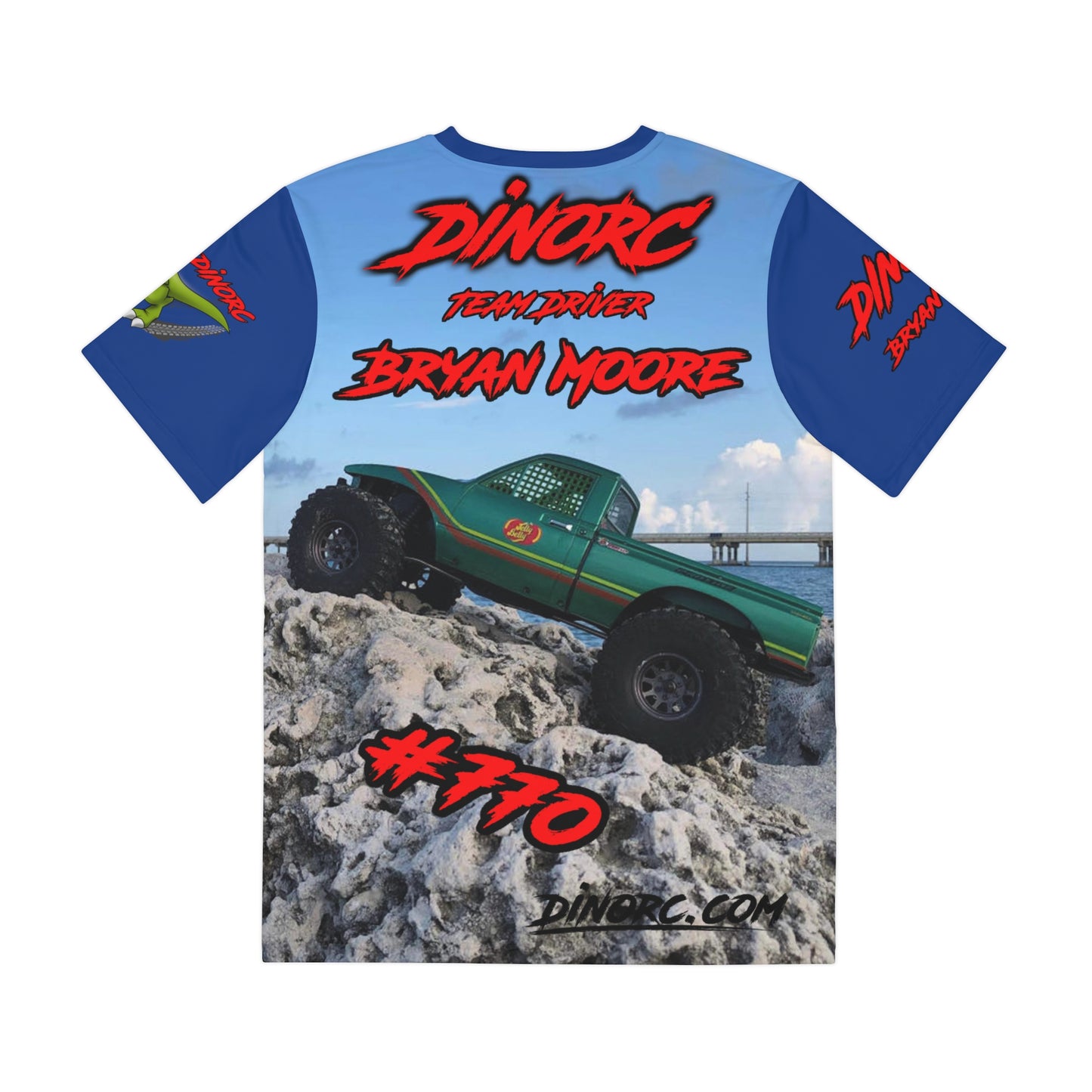 Bryan Moore Beach Blue sleeves DinoRC Team Driver Shirt  (AOP)