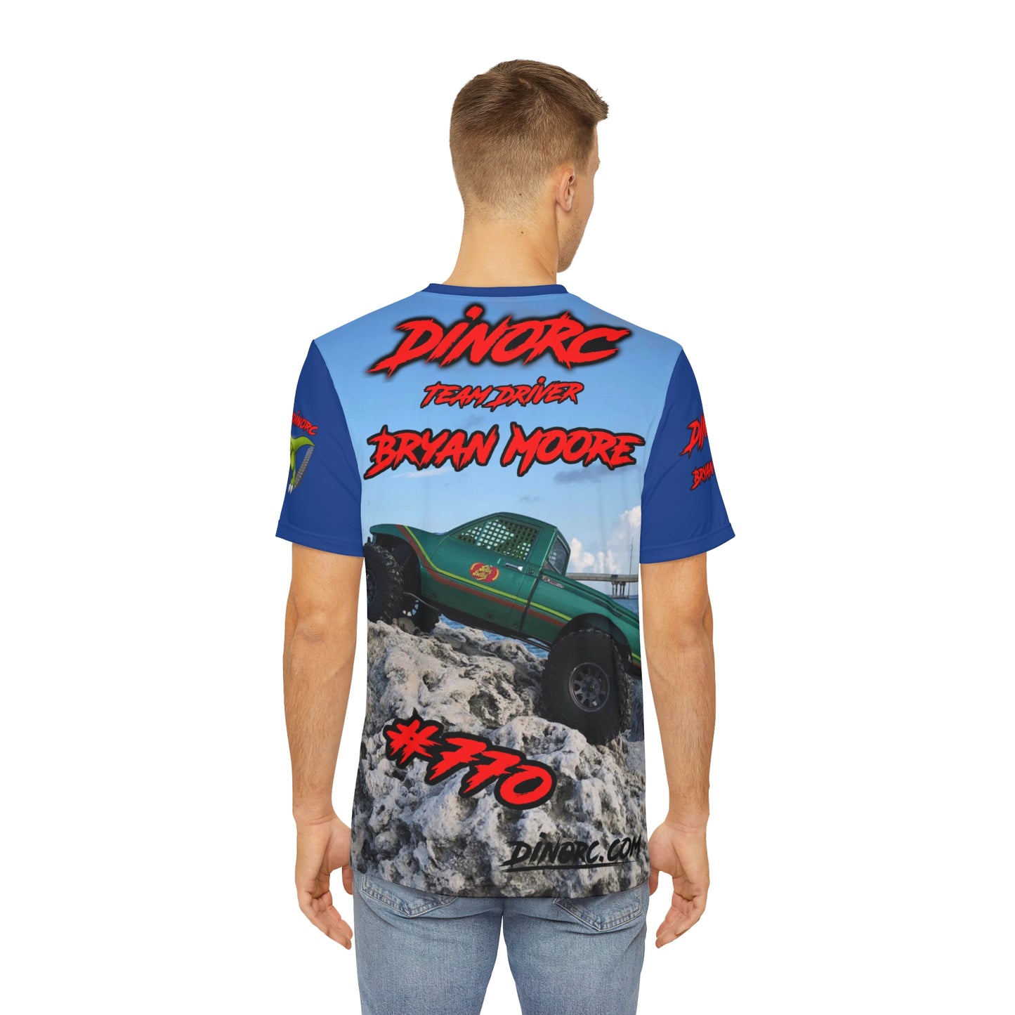 Bryan Moore Beach Blue sleeves DinoRC Team Driver Shirt  (AOP)