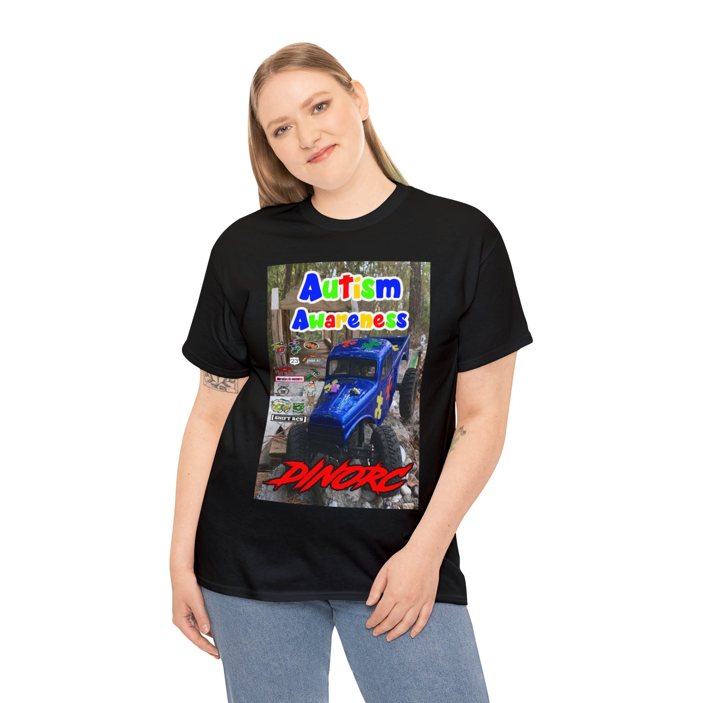 2023 DinoRC Autism Awareness Sponsors Back Logo T-Shirt S-5x Black