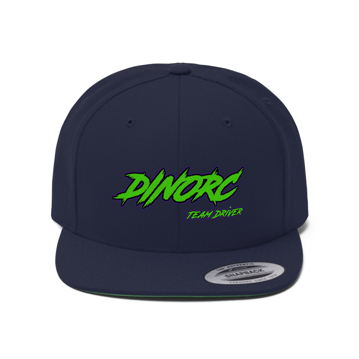 5 different colors and designs of DinoRC Logoed Flat Bill Hat