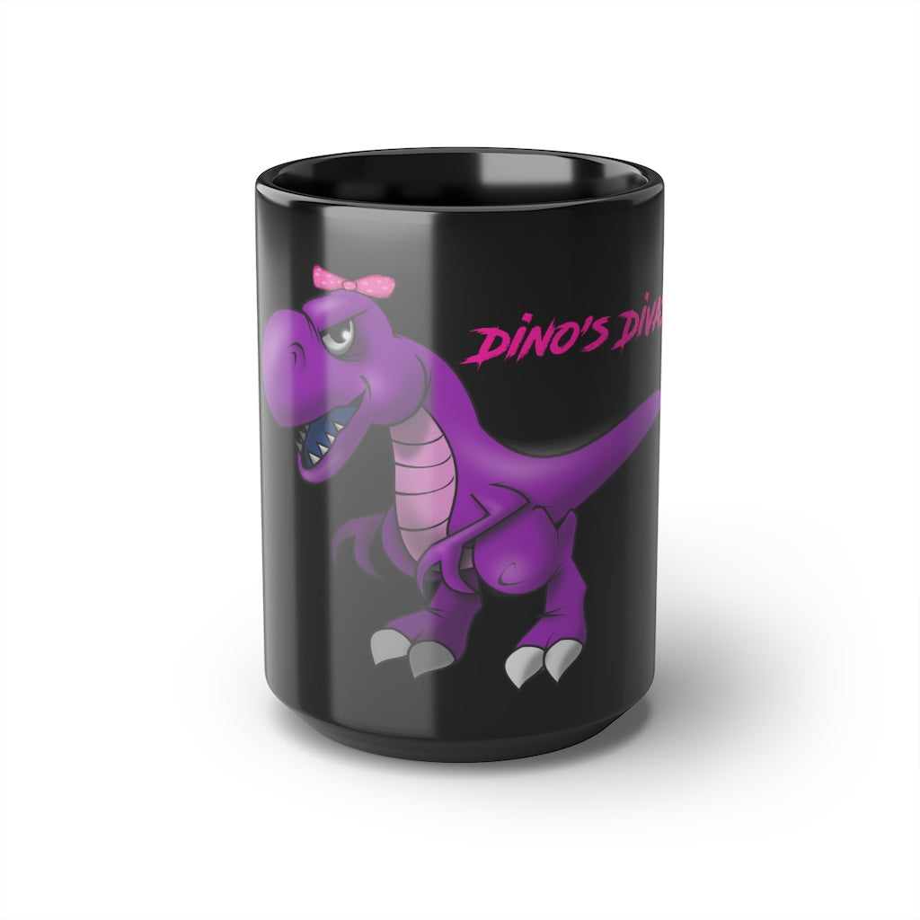 Dino's Divas Black Coffee Mug, 15oz