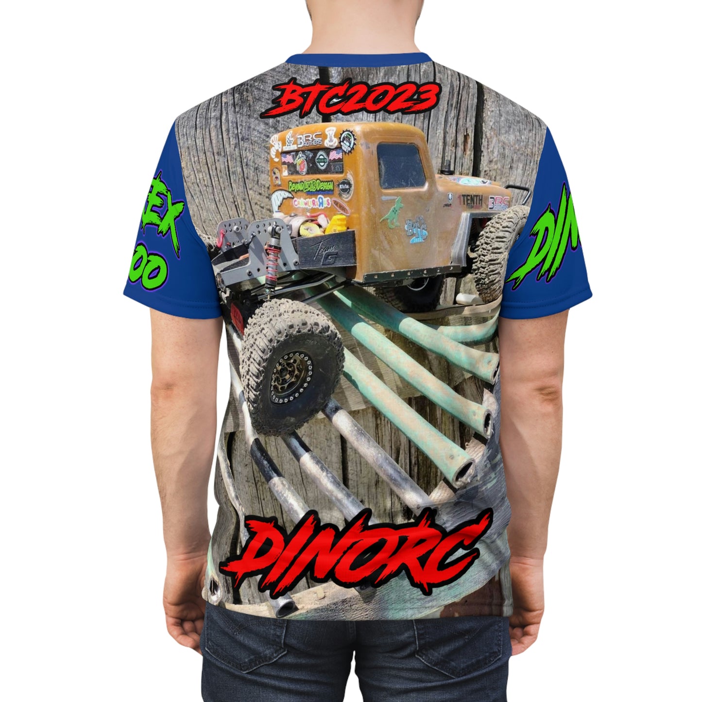 Anthony Johnson DinoRC BTC2023 Team Driver T Shirt Blue Sleeves