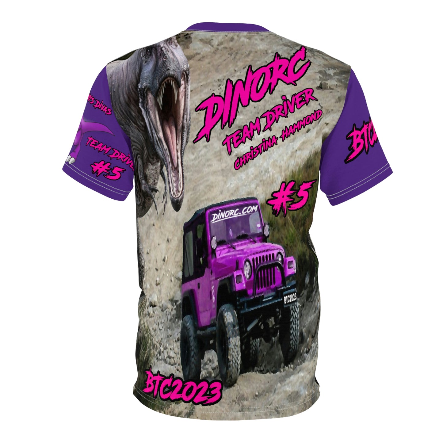 Christina Hammond Dino Diva's BTC2023  T Shirt purple Sleeves