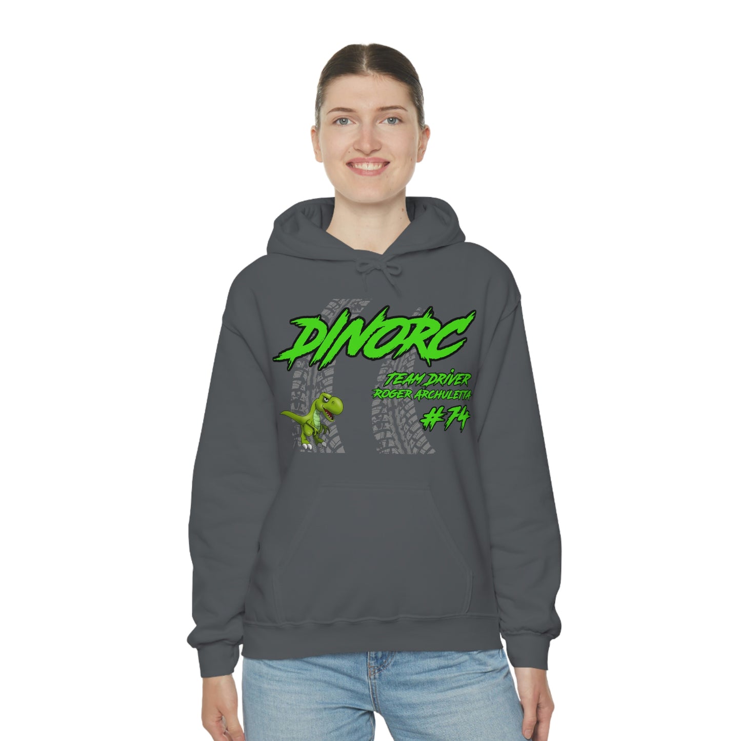 Team Driver  Roger Archuletta DinoRC Logo Hooded Sweatshirt Heavy Blend™ Hooded Sweatshirt