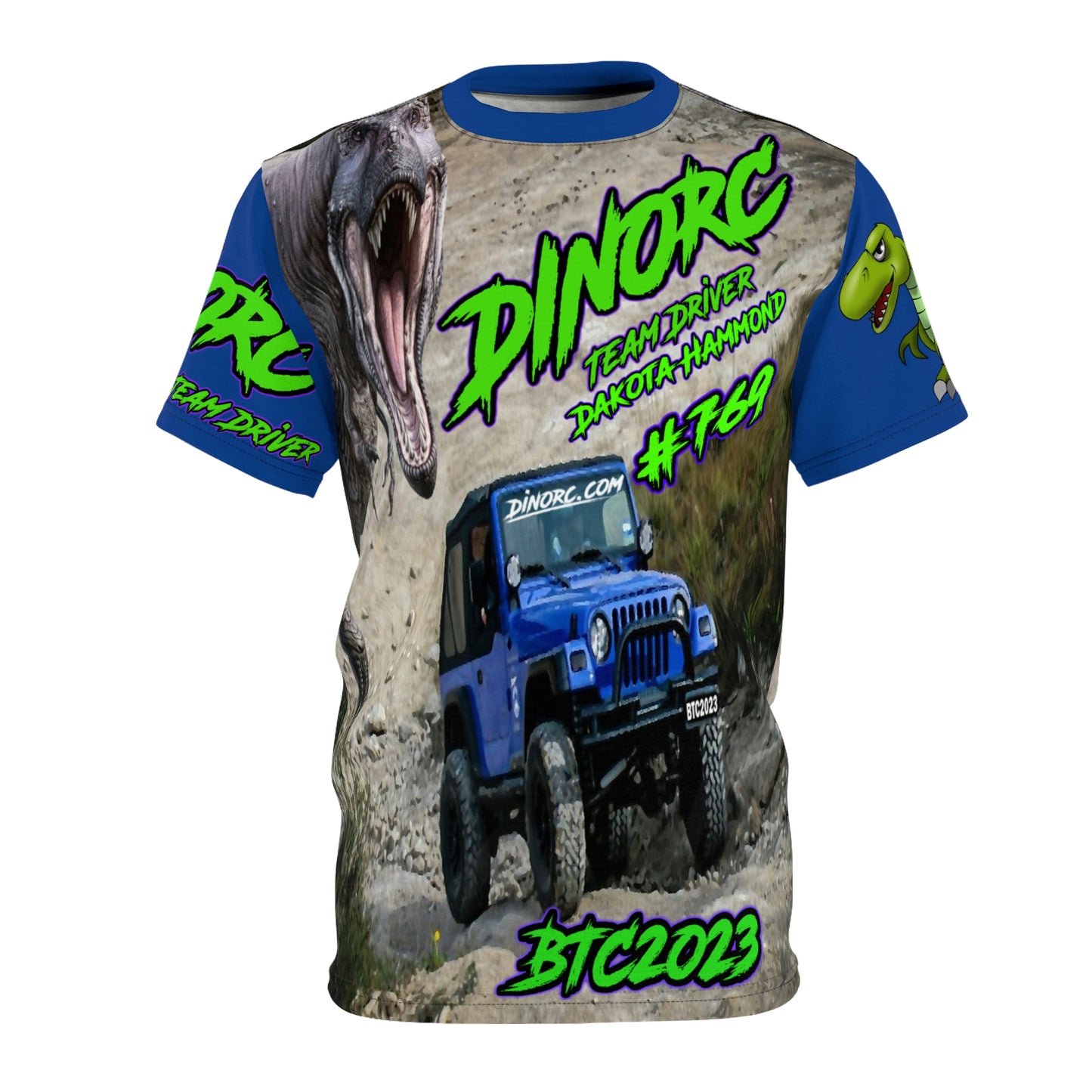 Dakota Hammond DinoRC BTC2023 Team Driver T Shirt Blue Sleeves