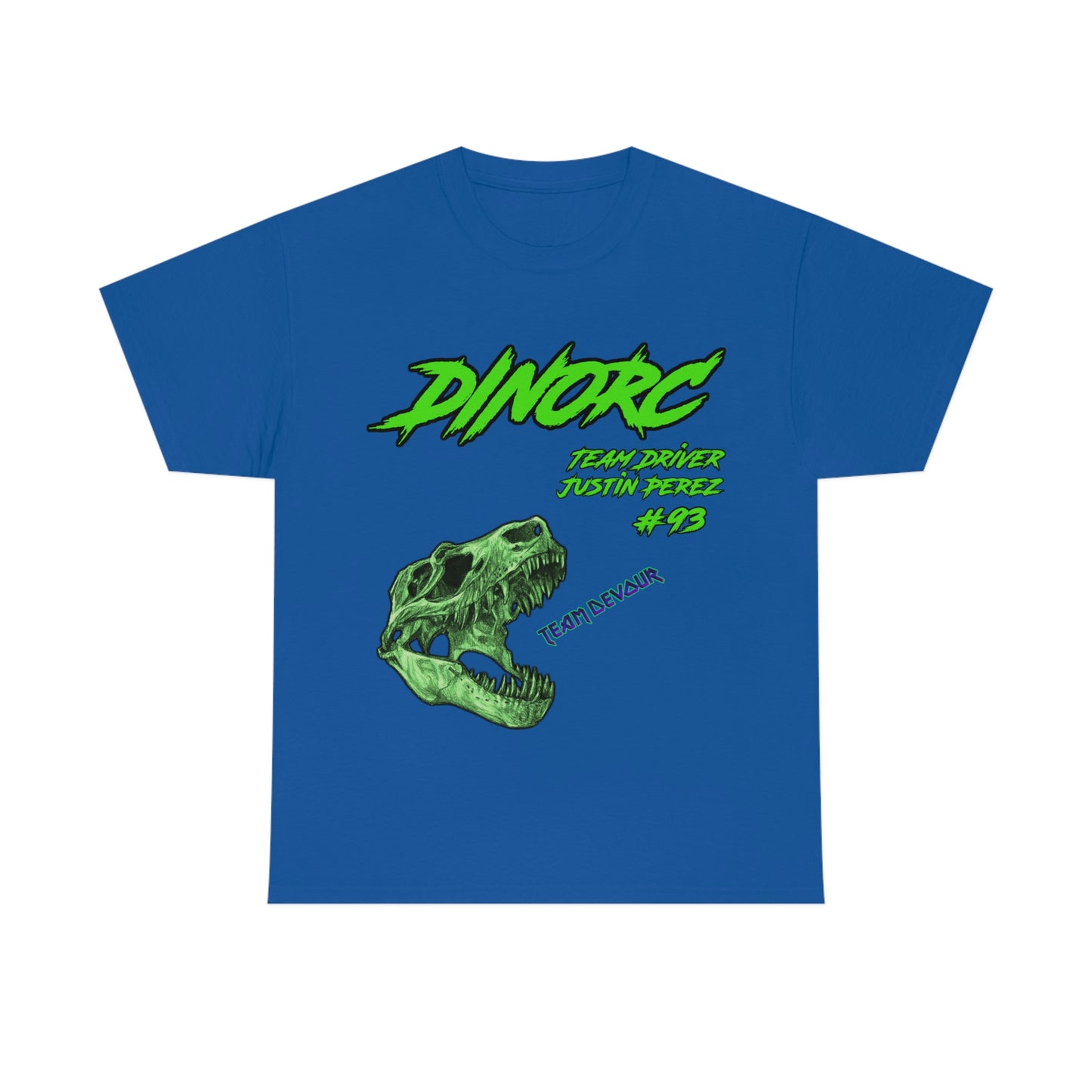 Team Driver Justin Perez Team Devour logo Front and Back DinoRc Logo T-Shirt S-5x 5 colors