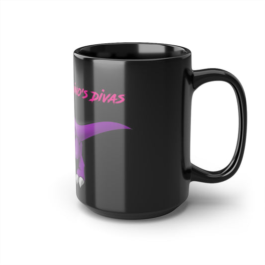 Dino's Divas Black Coffee Mug, 15oz